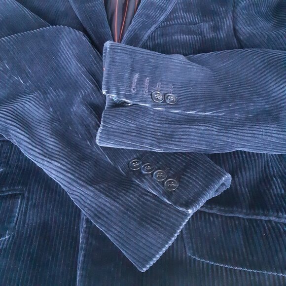 JP Tilford Samuelsohn SZ 38 Navy Blue Corduroy 2 Button Sport Jacket Blazer - Picture 5 of 15